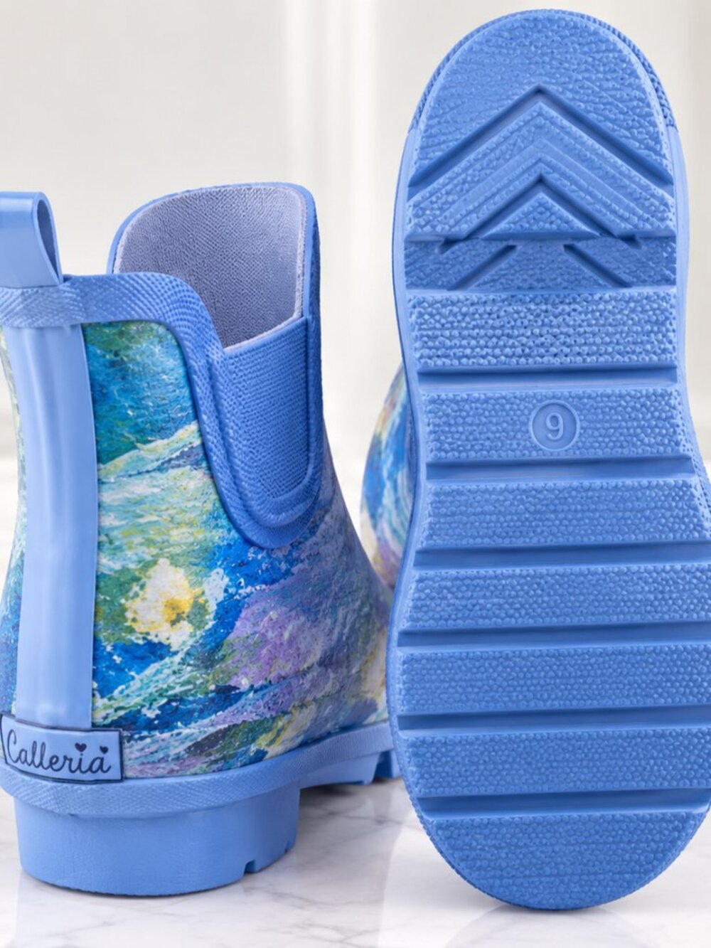 Galleria Enterprises Chelsea Rain Boots – Monet Water Lilies – Women’s Size US 9